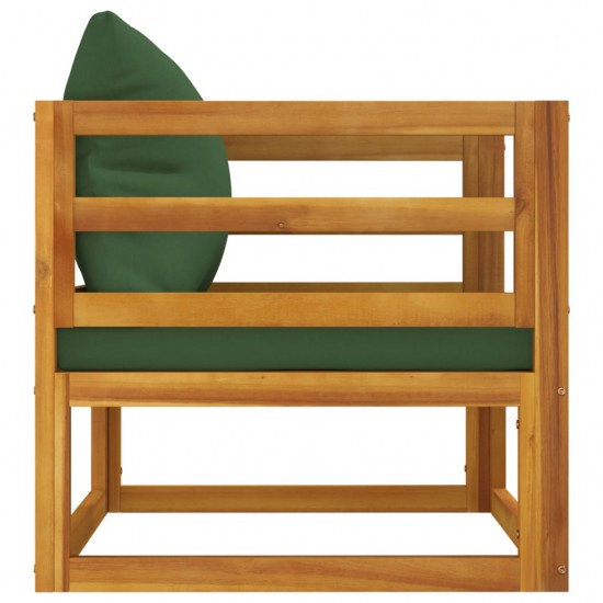 Sodo kėdė su žaliomis pagalvėlėmis, akacijos medienos masyvas