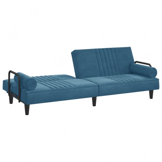 Sofa-lova su porankiais, mėlynos spalvos, aksomas