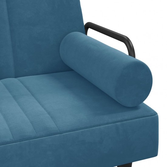 Sofa-lova su porankiais, mėlynos spalvos, aksomas