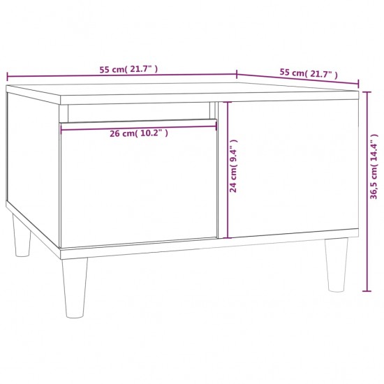 Kavos staliukas, baltas, 55x55x36,5cm, mediena, blizgus