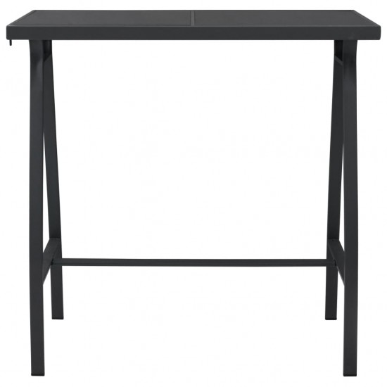 Sodo baro stalas, juodas, 110x60x110cm, grūdintas stiklas