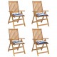 Kėdės pagalvėlės, 4vnt., mėlynos/baltos, 50x50x7cm, audinys