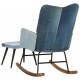 Supama kėdė su pakoja, mėlyna, drobė, skiautinio dizaino