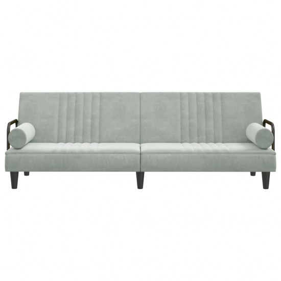 Sofa-lova su porankiais, šviesiai pilkos spalvos, aksomas