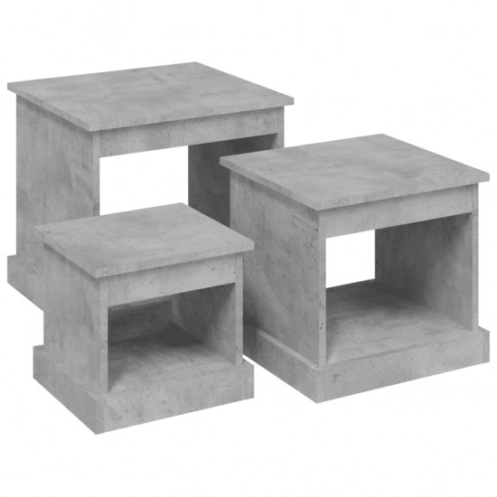 Sustumiami staliukai, 3vnt., betono pilki, apdirbta mediena