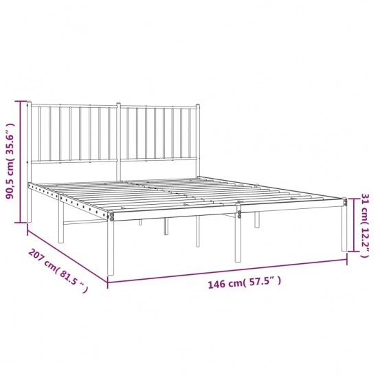 Metalinis lovos rėmas su galvūgaliu, juodos spalvos, 140x200cm