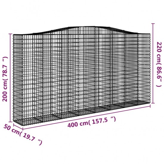 Išlenkti gabiono krepšiai, 6vnt., 400x50x200/220cm, geležis