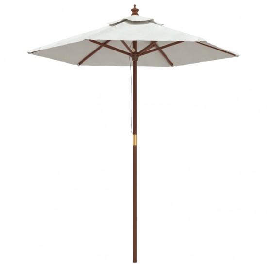 Sodo skėtis su mediniu stulpu, smėlio spalvos, 196x231cm