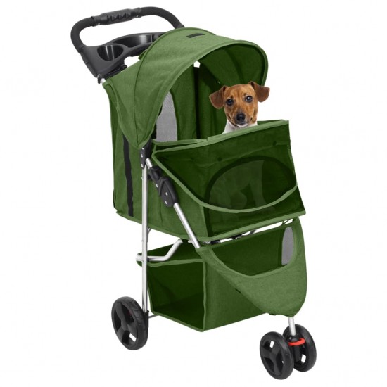 Sulankstomas vežimėlis šunims, žalias, 80x46x98cm, audinys