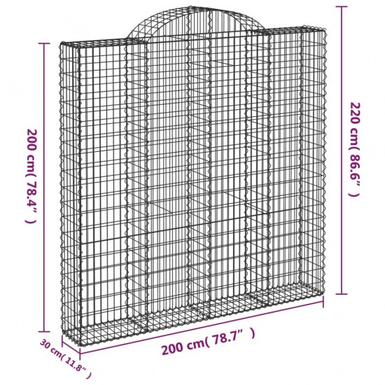 Išlenkti gabiono krepšiai, 6vnt., 200x30x200/220cm, geležis