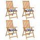 Kėdės pagalvėlės, 4vnt., mėlynos/baltos, 40x40x7cm, audinys