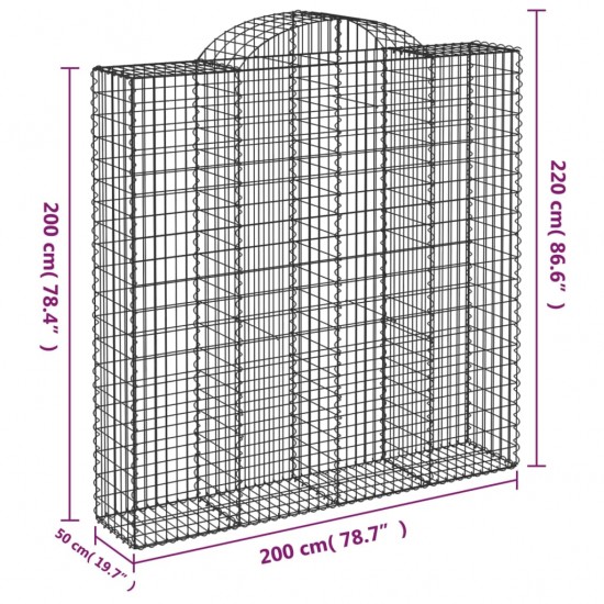 Išlenkti gabiono krepšiai, 7vnt., 200x50x200/220cm, geležis