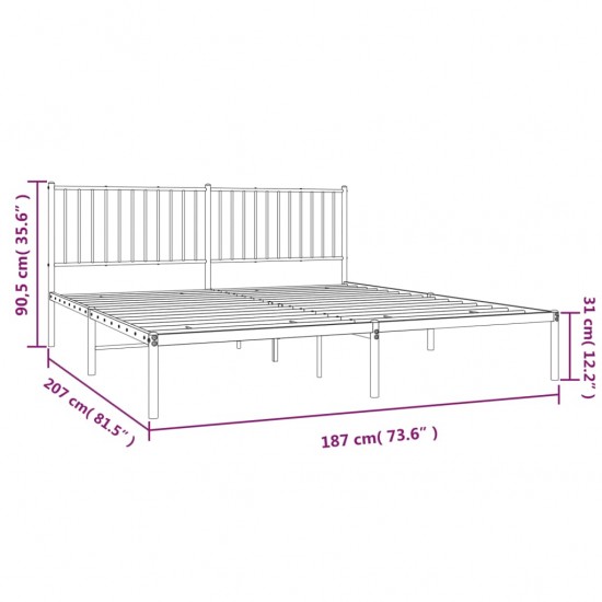 Metalinis lovos rėmas su galvūgaliu, juodos spalvos, 180x200cm