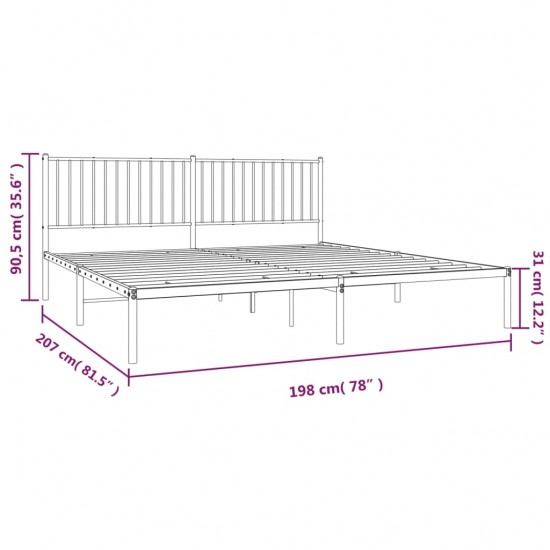 Metalinis lovos rėmas su galvūgaliu, juodos spalvos, 193x203cm