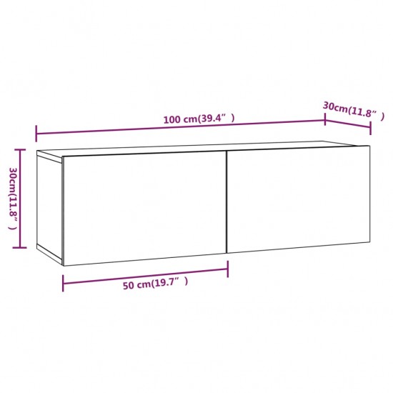 Sieninės TV spintelės, 2vnt., juodos, 100x30x30cm, mediena