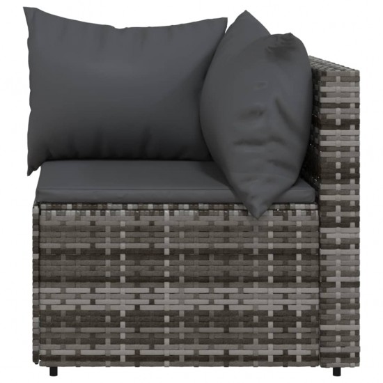 Kampinės sofos su pagalvėlėmis, 2vnt., pilkos, poliratanas