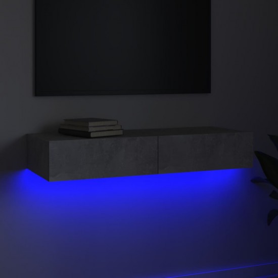 TV spintelė su LED apšvietimu, betono pilka, 90x35x15,5cm