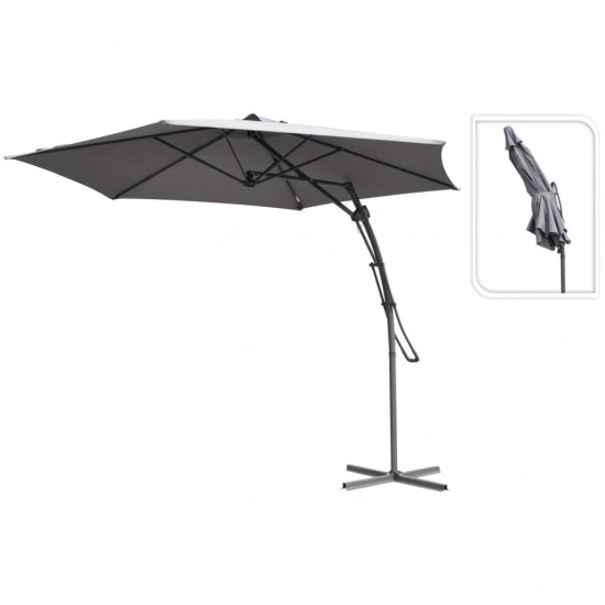 ProGarden Kabantis skėtis nuo saulės, pilkos spalvos, 300cm