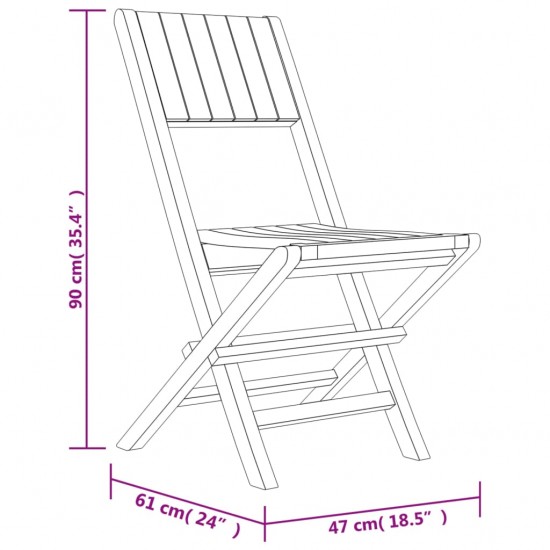 Sulankstomos sodo kėdės, 2vnt., 47x61x90cm, tikmedžio masyvas