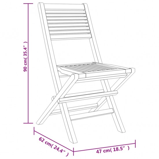 Sulankstomos sodo kėdės, 2vnt., 47x62x90cm, tikmedžio masyvas