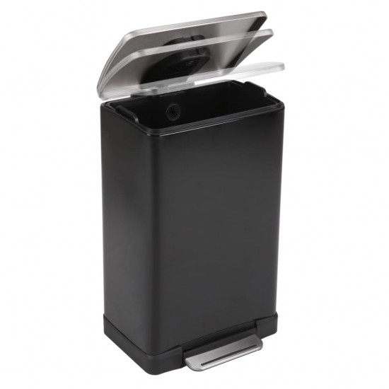 EKO Šiukšliadėžė su pedalu E-Cube, matinės juodos spalvos, 40l