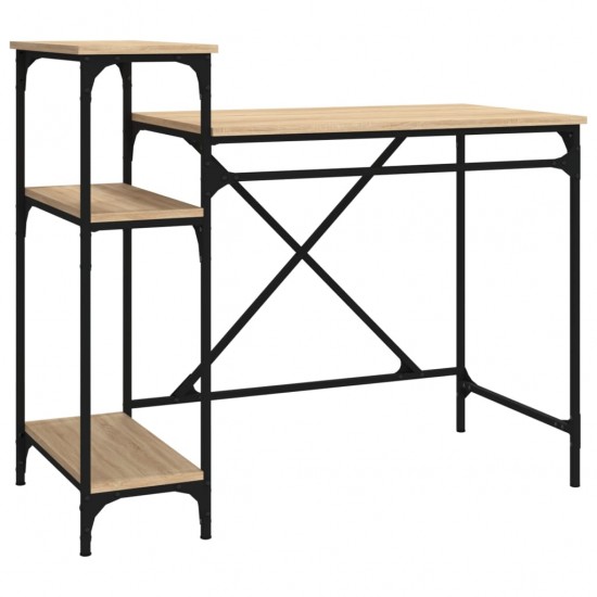 Rašomasis stalas su lentynomis, ąžuolo, 105x50x90cm, mediena