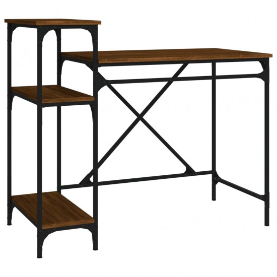 Rašomasis stalas su lentynomis, rudas, 105x50x90cm, mediena