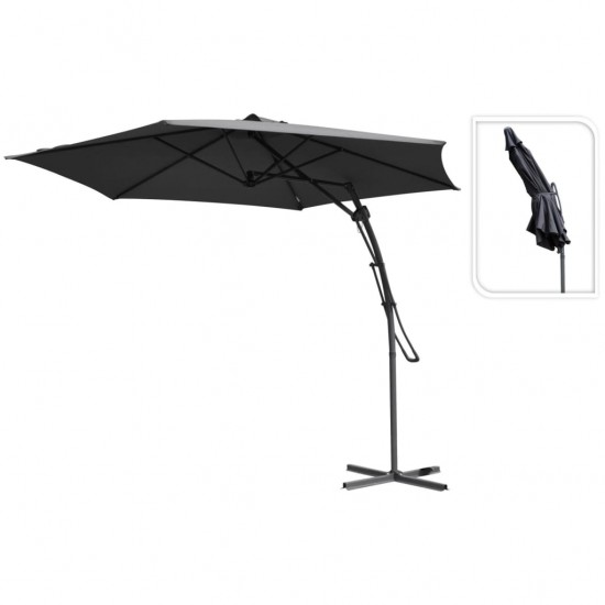 ProGarden Kabantis skėtis nuo saulės, tamsiai pilkos spalvos, 300cm