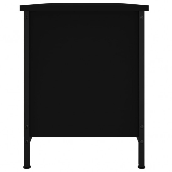 TV spintelė su durelėmis, juoda, 102x35x45cm, apdirbta mediena
