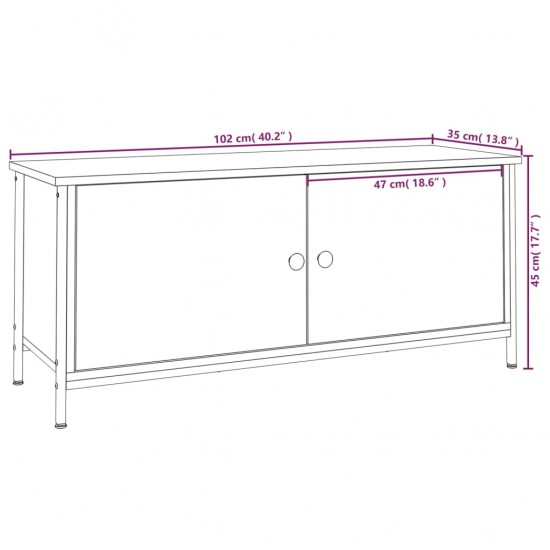 TV spintelė su durelėmis, juoda, 102x35x45cm, apdirbta mediena