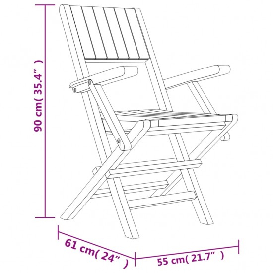 Sulankstomos sodo kėdės, 2vnt., 55x61x90cm, tikmedžio masyvas