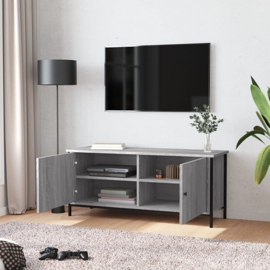 TV spintelė su durelėmis, pilka ąžuolo, 102x35x45cm, mediena