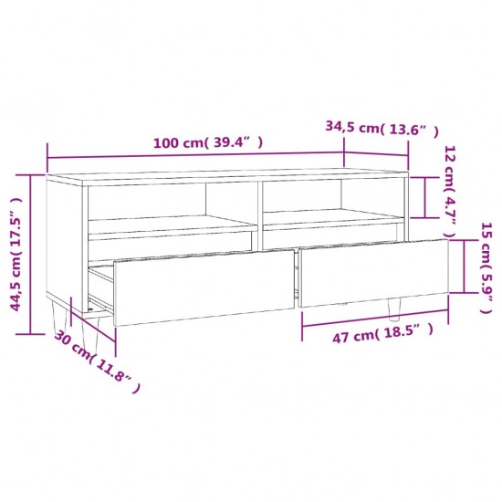 Televizoriaus spintelė, juoda, 100x34,5x44,5cm, mediena