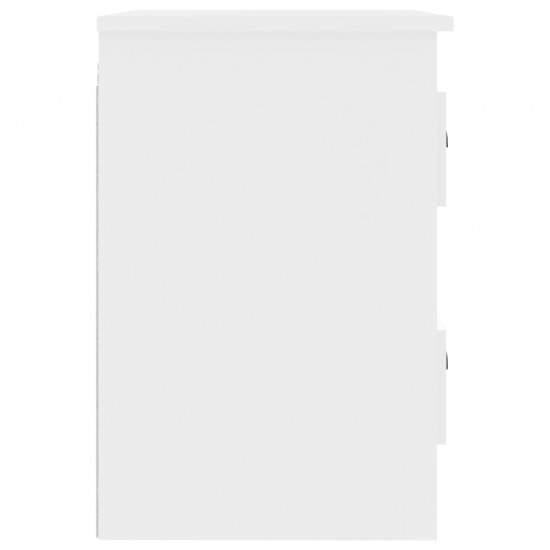 Sieninė naktinė spintelė, balta, 41,5x36x53cmcm, blizgi