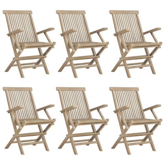 Sulankstomos sodo kėdės, 6vnt., pilkos, 56x61x89cm, tikmedis