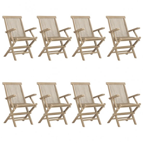 Sulankstomos sodo kėdės, 8vnt., pilkos, 56x61x89cm, tikmedis