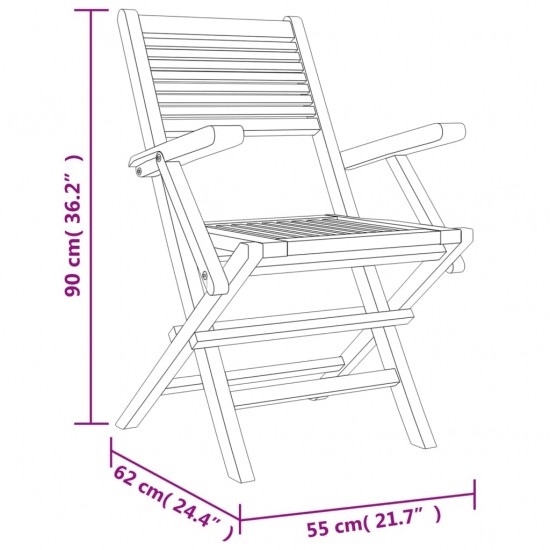 Sulankstomos sodo kėdės, 6vnt., 55x62x90cm, tikmedžio masyvas