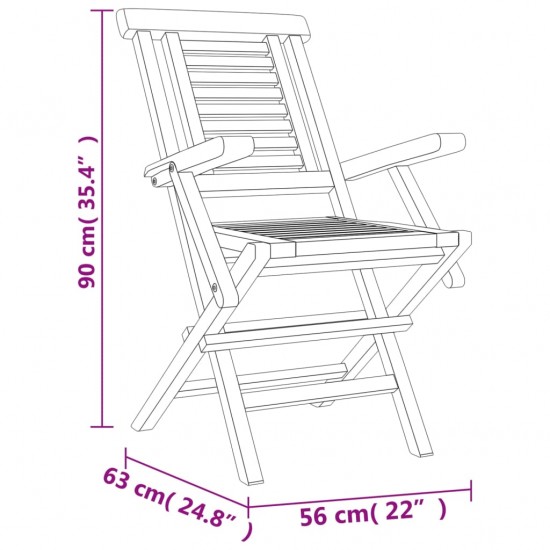 Sulankstomos sodo kėdės, 4vnt., 56x63x90cm, tikmedžio masyvas