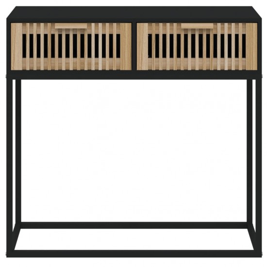 Konsolinis staliukas, juodas, 80x30x75cm, mediena ir geležis
