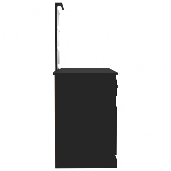 Kosmetinis staliukas su LED, juodas, 90x50x132,5cm, mediena