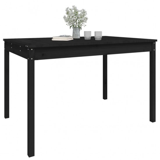 Sodo stalas, juodas, 121x82,5x76cm, pušies medienos masyvas