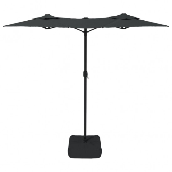 Dvigubas skėtis nuo saulės su LED, antracito spalvos, 316x240cm