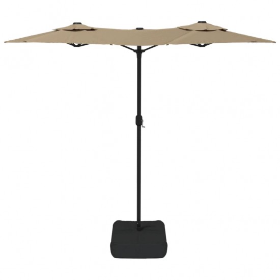 Dvigubas skėtis nuo saulės su LED, taupe spalvos, 316x240cm