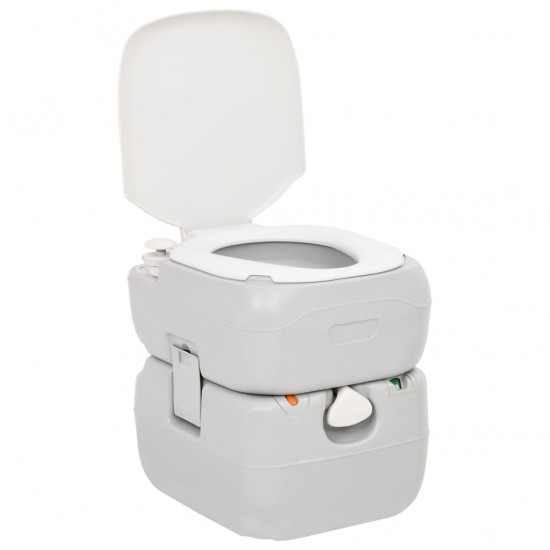 Nešiojamas stovyklavimo tualetas, pilkas/baltas, 22+12l, HDPE