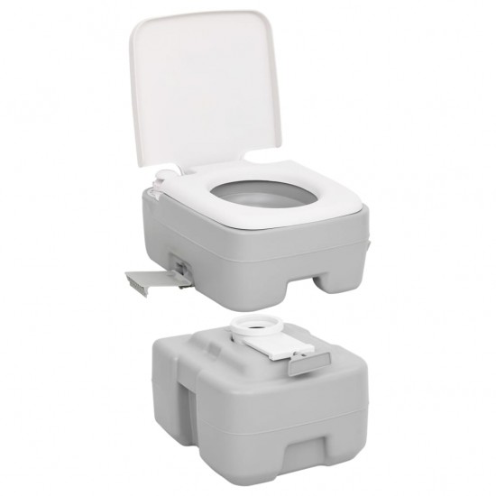 Nešiojamas stovyklavimo tualetas, pilkas/baltas, 20+10l, HDPE