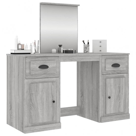 Kosmetinis staliukas su veidrodžiu, pilkas, 130x50x132,5cm