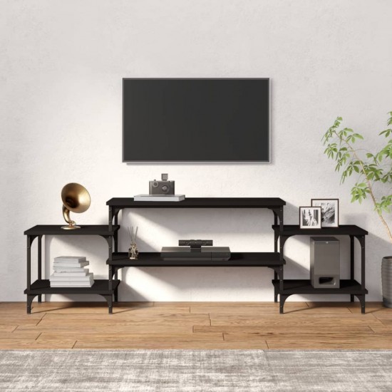 Televizoriaus spintelė, juodos spalvos, 157x35x52cm, mediena