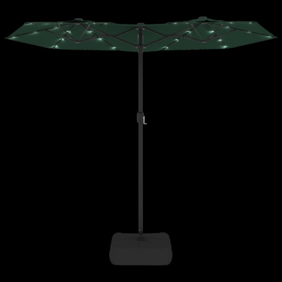 Dvigubas skėtis nuo saulės su LED, žalios spalvos, 316x240cm