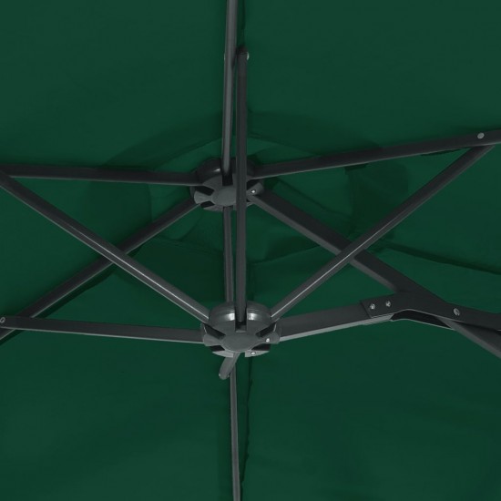 Dvigubas skėtis nuo saulės su LED, žalios spalvos, 316x240cm