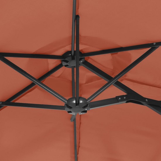 Dvigubas skėtis nuo saulės su LED, terakota spalvos, 316x240cm